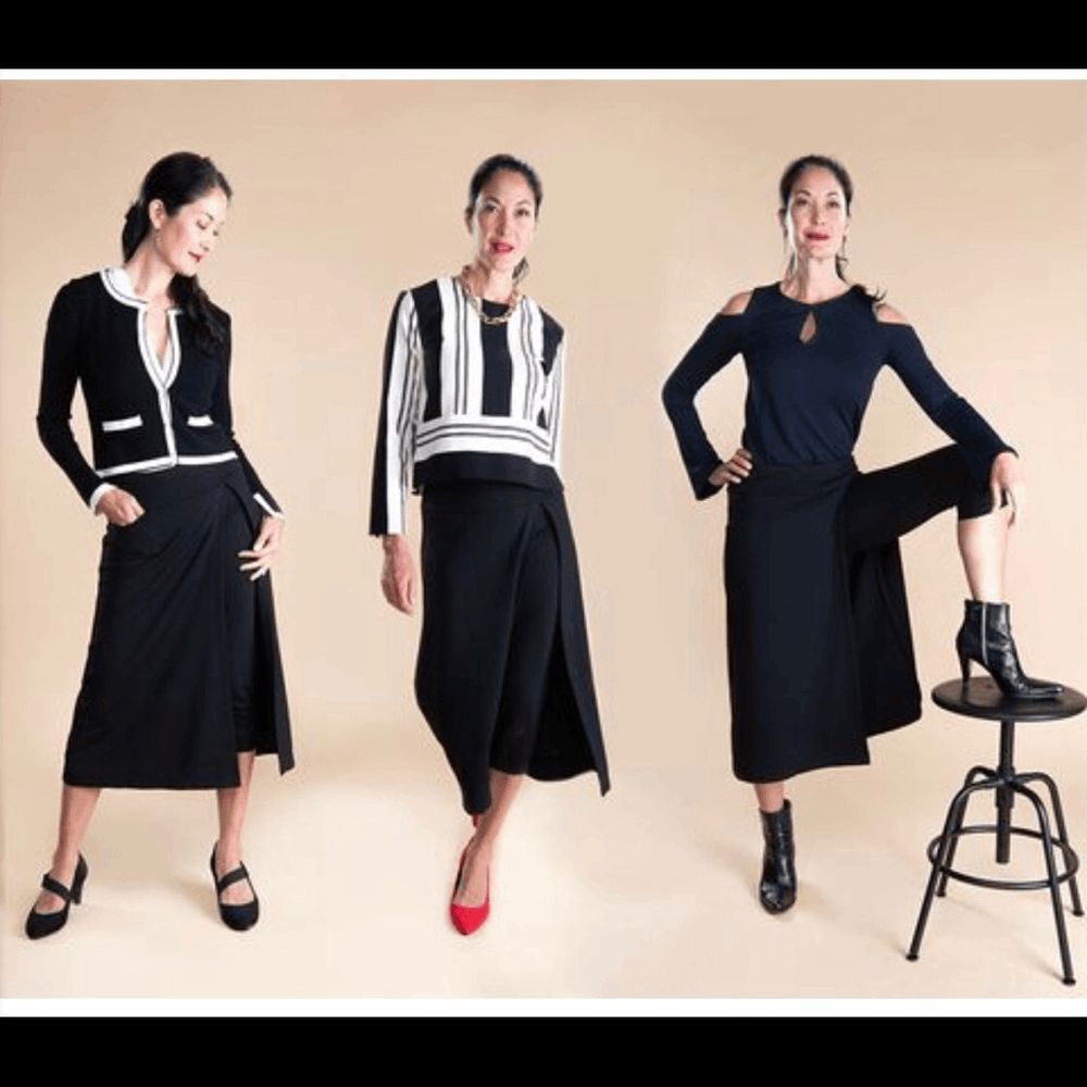 New Betabrand Black the Bossy Pants Midi Skirt Skort Medium